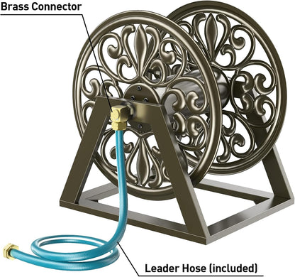 GOFORWILD Garden Wall Mount Hose Reel, Decorative Hose Reel, Garden Heavy-Duty Water Hose Holder Winder, Holds 200-Feet of 5/8-Inch Hose