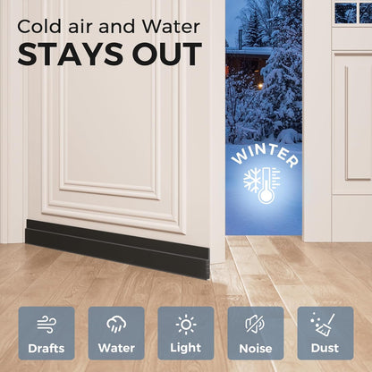 GroTheory 2 Pack Door Draft Stopper, Under Door Sweep for Exterior & Interior Doors, Weather Stripping Door Seal, Garage Window Blocker Noise Cold Air Insulation, Draft Guard Grey 2" W x 39" L