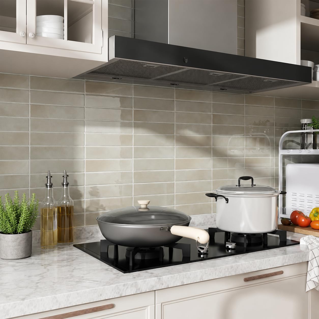 Peel and Stick Backsplash Tiles – Easy DIY Self-Adhesive Subway Wall Tiles, 10 Pack for Kitchen & Bathroom, 11.42'' x 9'' (White Grey)