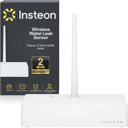 Insteon Water Leak Detector, Wireless Water Alarm Sensor for Basement, Under Sink, Washing Machine & Water Heater Monitoring, Hub Required, 2852-222