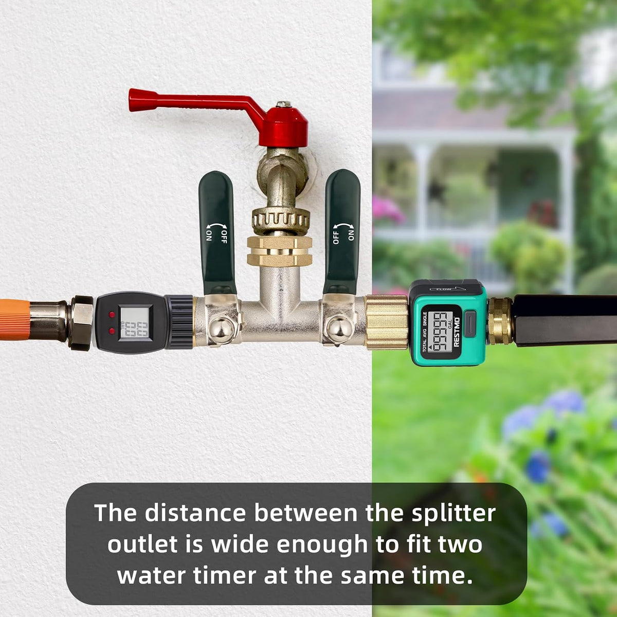 Hose Splitter 2 Way, Brass High Flow Garden Hose Splitter Heavy Duty, Hose Connector, Water Spigot Splitter, Full Flow Faucet Splitters with shutoff, 3/4” GHT Inlet