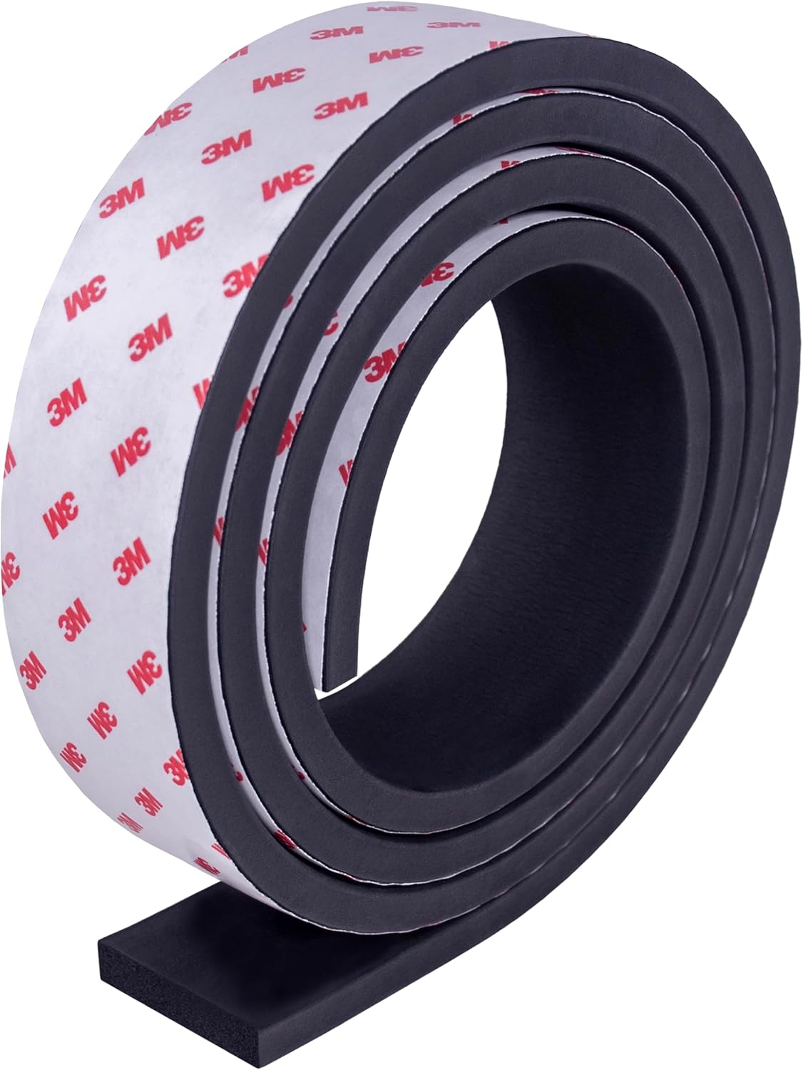 Neoprene Waterproof Rubber Foam 1/2” (w) x 1/4” (h) x 24 feet Long Weather Stripping Door Seal Insulation Shock-Absorbing 3M Self-Adhesive Tape for Door Frames, Windows – Black, 1 Continuous Roll