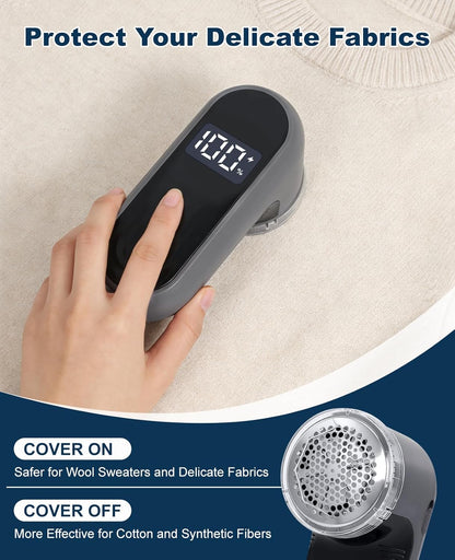 Killrose Fabric Shaver | Lint Remover with Digital Display, 6-Leaf Blade Electric Lint Shaver for Clothes, Sweaters, Furniture - 9000 RPM USB-C Rechargeable, Safe for All Fabrics