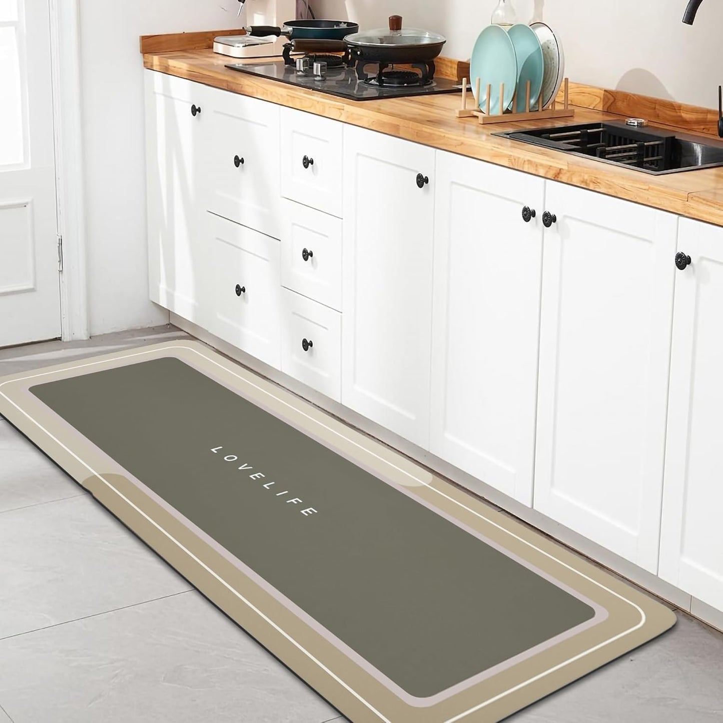 Bath mat Rubber Bathroom Mat-Quick Dry Absorbent Rug Non-Slip Thin Bathroom Rug Instant Dry Magic Bath mats for Bathroom Floor Mat in Front of Bathtub, Sink, Grey,17x27in