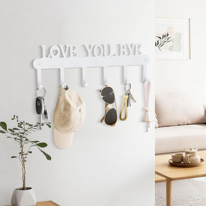 2 Pack Key Holder Wall Mount, Wall Mount Key Holder, Key Hooks Hanging Keys, Key Hanger with 8 Hooks, No-Drill Decorative White Key Rack for Living Room, Kitchen, or Bathroom