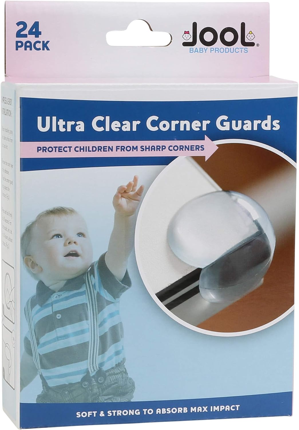 Corner Guards (24 Pack) Ultra Clear Table Corner Protector - Long Lasting Pre-Applied Adhesive - Furniture & Edge Bumpers, Child Safety - Jool Baby