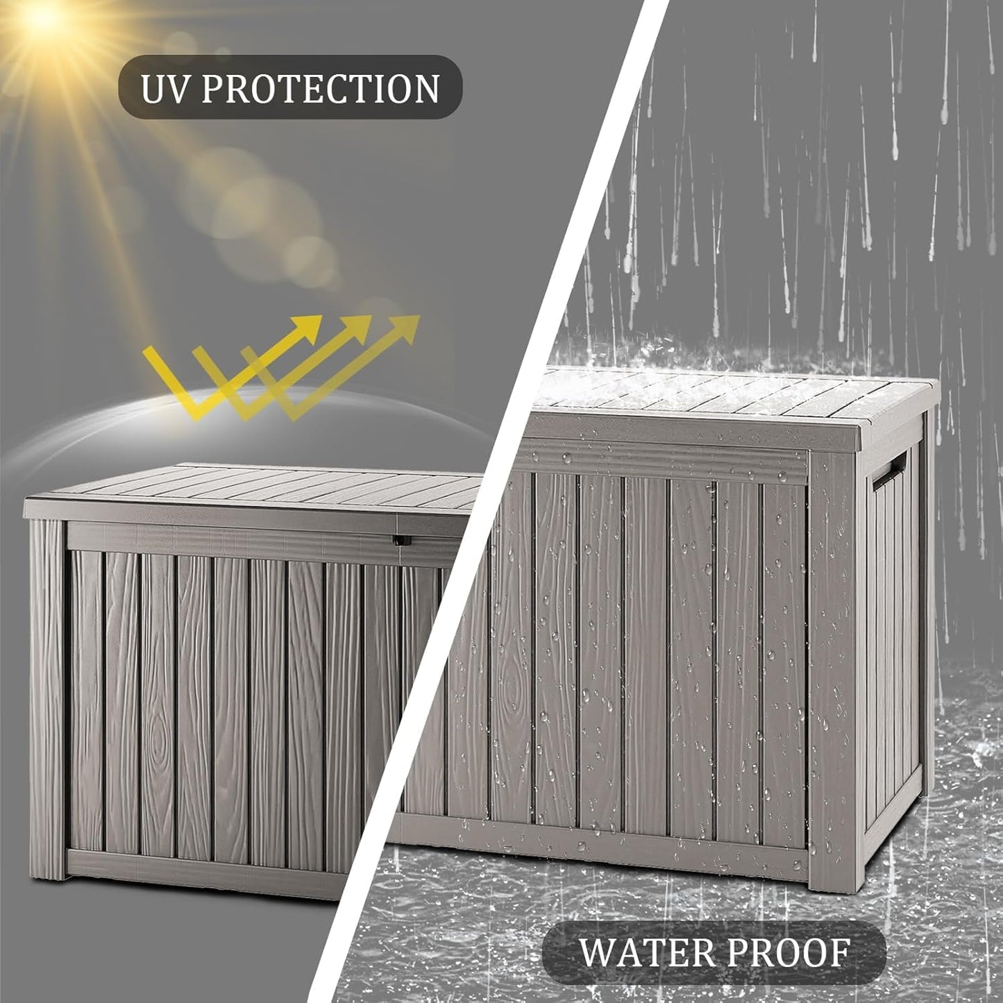 Outdoor Storage Box 325GAL Waterproof Resin Deck Box,Pool Accessories Supplies，UV-Resistant Lockable Package Delivery Bin for Garden Tools,Large Patio Outside Cushions,Chest,Furniture,Black