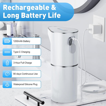 Fantictas Automatic Soap Dispenser,Touchless Hand Wall Mount Rechargeable 3 Gear Adjustable Electric Soap Dispenser 350ml with Infrared Motion Sensor for Bathroom,Kitchen,Office, White Gel
