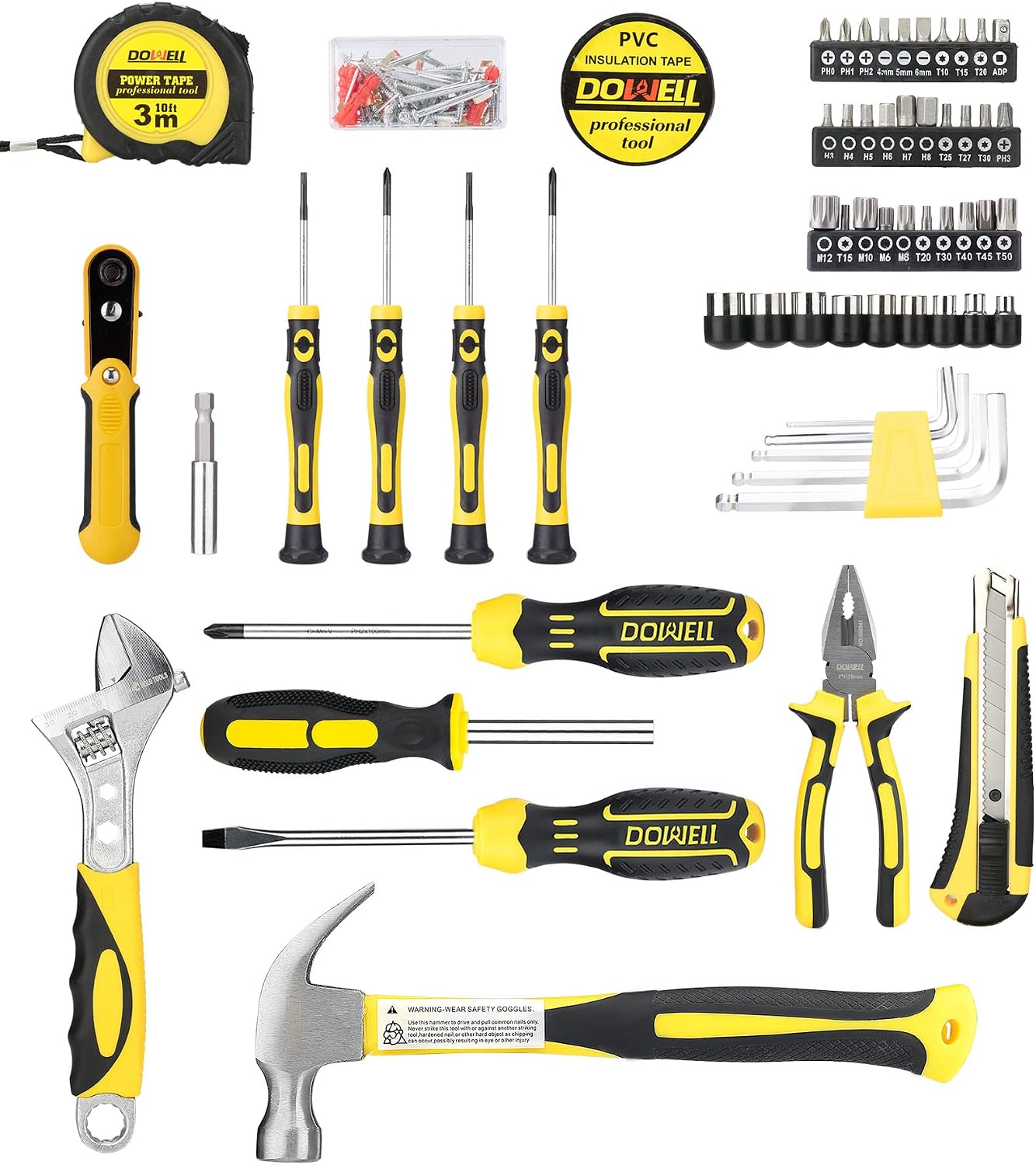DOWELL 10 Piece Small Tool Kit,Mini Portable Tool Set,Home Repair Hand Tool Kit with Plastic Tool box Storage Case