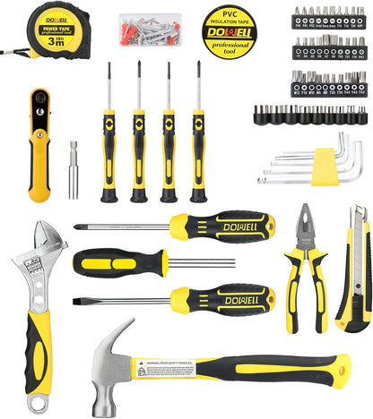 DOWELL 10 Piece Small Tool Kit,Mini Portable Tool Set,Home Repair Hand Tool Kit with Plastic Tool box Storage Case