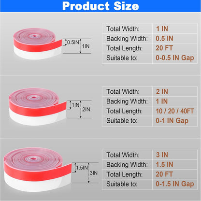 ToLanbbt Weather Stripping Silicone Door Seal Strip 2 in x 20 ft Door Draft Stopper Self Adhesive Door Draft Tape, Side & Bottom Gaps Insulation Strip for Glass Shower Door Sliding Door Window, Black