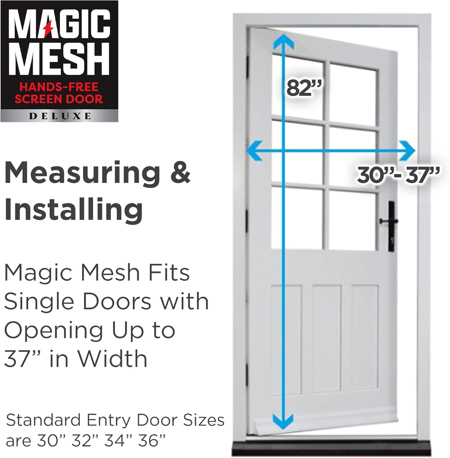 Magic Mesh Deluxe, Black | Magnetic Screen Door, Heavy Duty, Magnetic Closure, Door Net, Patio Screen, Sliding Door Screen, Bug Screen for Doorways, Kid & Pet Friendly | Size 39" x 83" (Pack of 1)