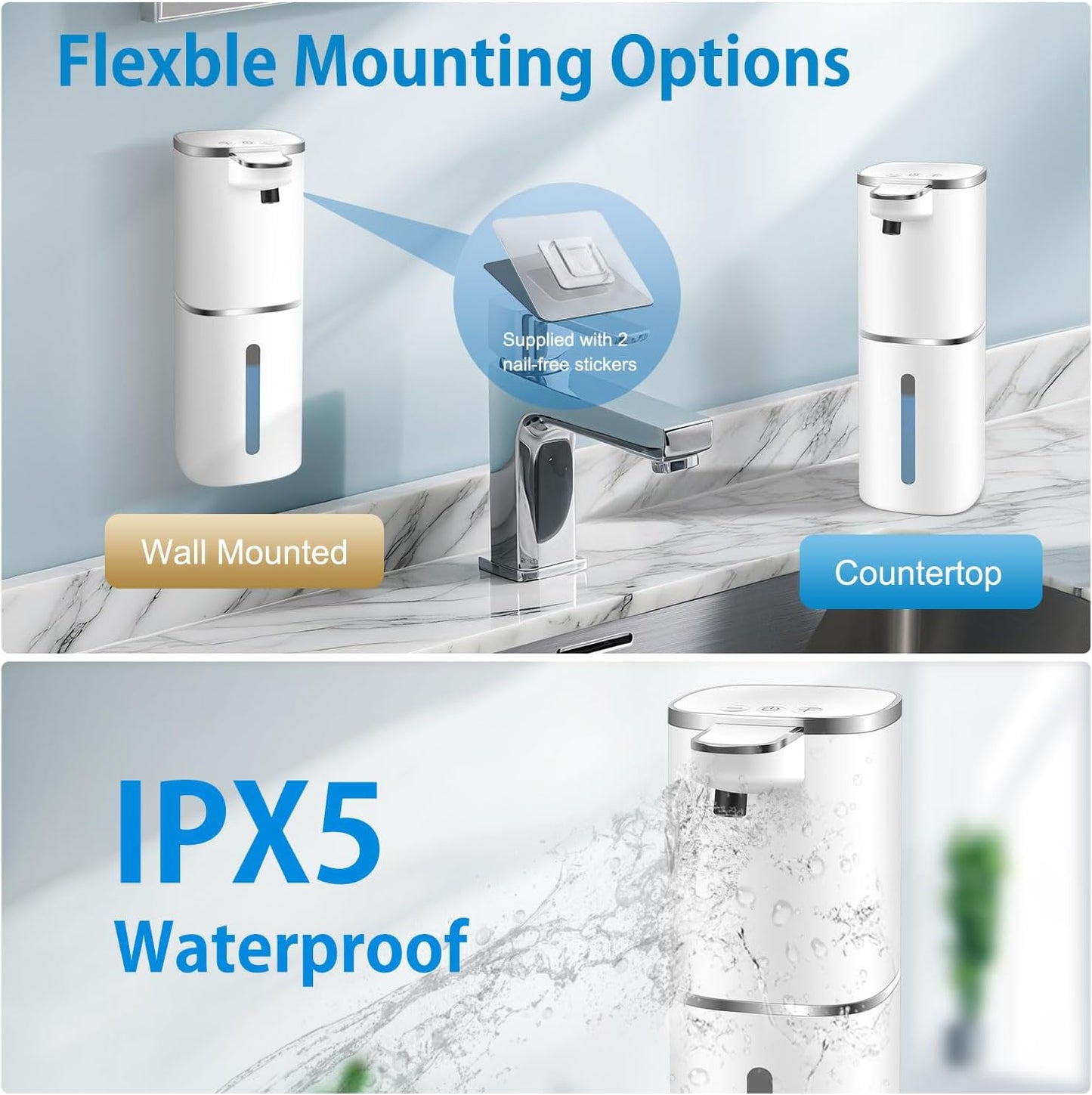 Automatic Foaming Soap Dispenser Touchless, Digital Display 9-Level Adjustable Smart Hand & Dish Soap Dispenser, USB Rechargeable, 13.5oz/400mL Wall Mounted for Bathroom Kitchen, Hotel, Restaurant