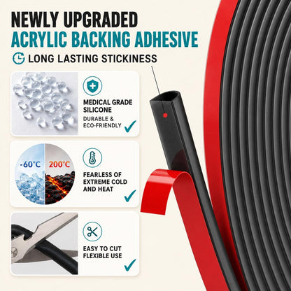 20FT Weather Stripping Door Seal - Self Adhesive Weather Insulation Strip Weatherstripping Silicone D Shaped Seal Strip Door Frame Gap Filler/Window Soundproofing
