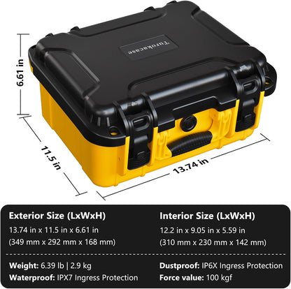 Case for Dewalt Battery – Waterproof Extra Large Hard Storage Box with 8 Adjustable One-Piece Molded Dividers, Heavy Duty Protective Organizer for Dewalt Battery and Charger