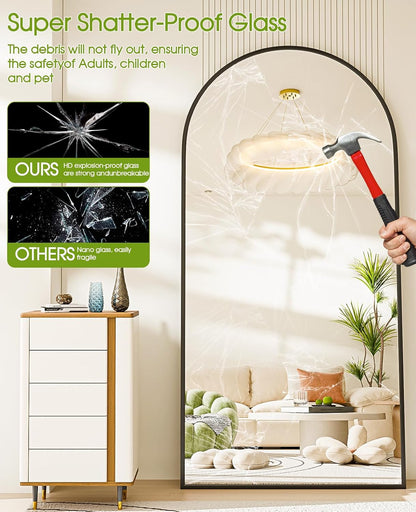59"x16" Floor Mirror Full Length, Arched Full Length Mirror with Stand, Full Body Mirrors for Bedroom Living Room or Cloakroom Gold