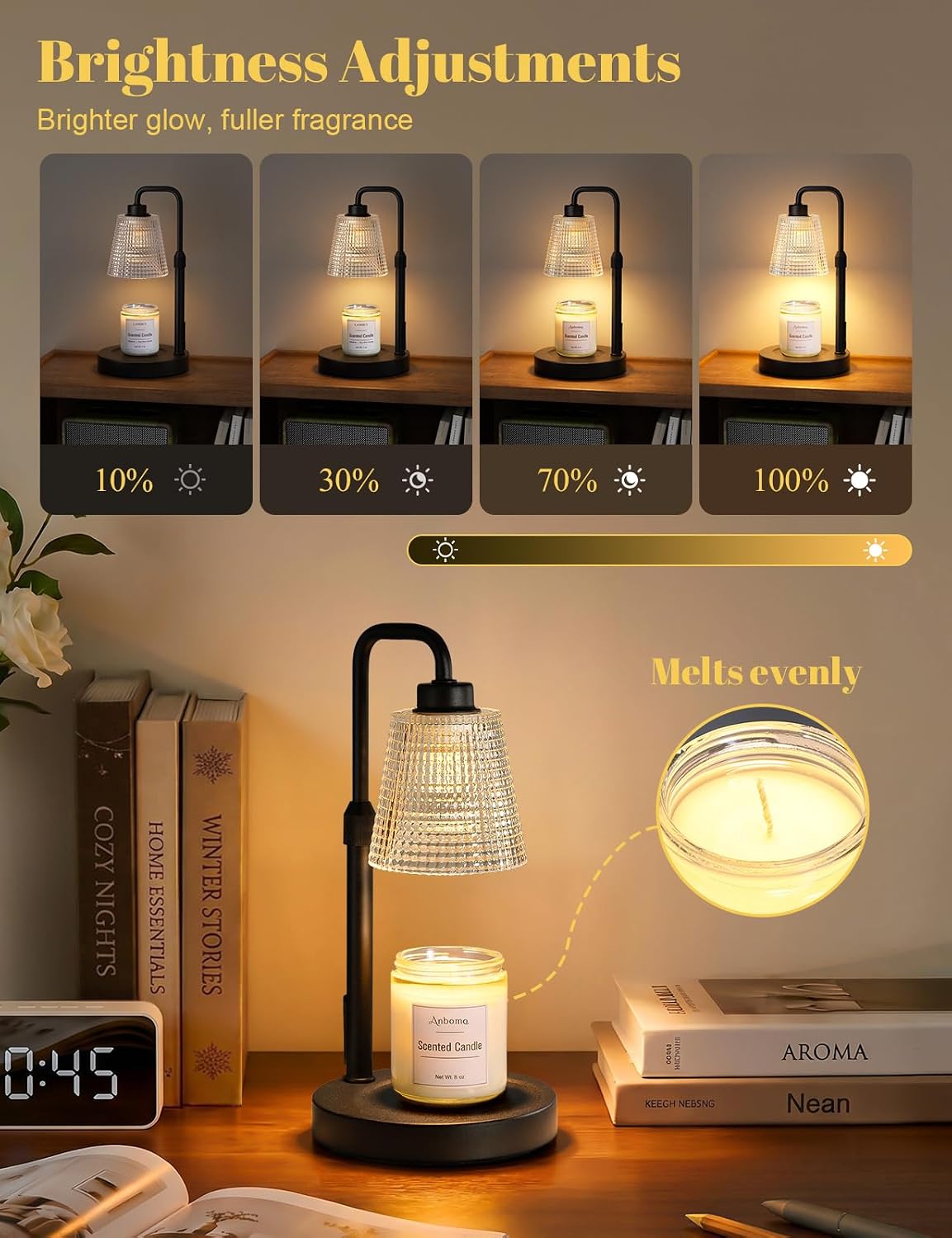 Candle Warmer Lamp with Timer Dimmable, Wax Warmer for Scented Jar Candles, Adjustable Height Candle Lamp for Home Decor, Birthday Gifts for Women Mom House Warming Gifts, Matte Black