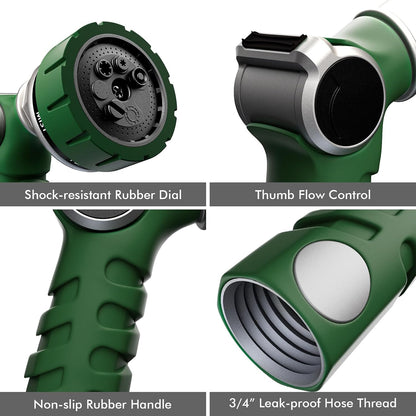 RESTMO Heavy Duty Hose Nozzle, Metal Garden Water Hose Sprayer with 7 Watering Patterns, Thumb Control, On Off Valve, High Pressure Nozzle Sprayer for Watering Plants, Car and Pet Washing, Bronze