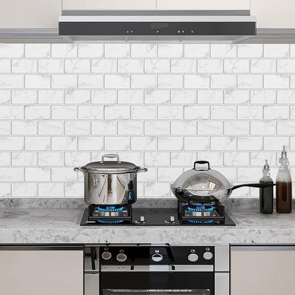 URCOLOR 10-Sheet Subway Tile Peel and Stick Backsplash for Kitchen,12"x12" Self Adhesive Wall Tiles Sticker on Back Splashes for Bathroom Gray Marble Design