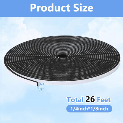 16Feet Weather Stripping Seal (1/2 Inch X 1/4 Inch) for Door Window, High Density Foam Tape, Soundproofing, Insulation Strip, Door Sealers for Door Frame- White