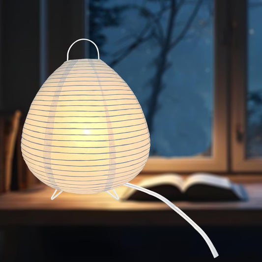 Paper Lamp Desk Lantern Table Lamps Rice Paper Bedside Nightstand Portable Small Light for Living Room Bedroom (1, 19.2"x8.5"x8.5")