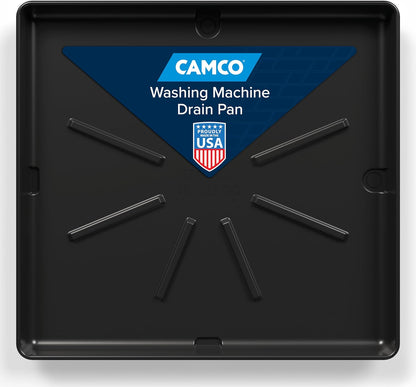 Camco Washing Machine Drain Pan - Features a Durable Plastic Construction, 1-inch/1.5-inch PVC Drain Fitting, and Measures 30-inches (L) x 32-inches (W) x 2 ½-inches (H) (OD) (20750)