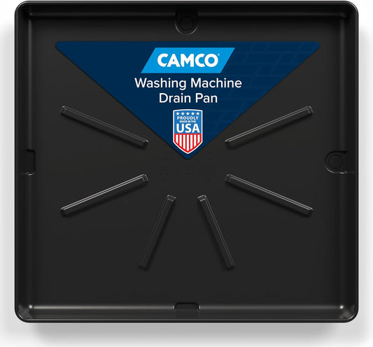 Camco Washing Machine Drain Pan - Features a Durable Plastic Construction, 1-inch/1.5-inch PVC Drain Fitting, and Measures 30-inches (L) x 32-inches (W) x 2 ½-inches (H) (OD) (20750)