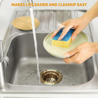 BOTEMY Kitchen Sink Drain Assembly with Removable Deep Basket Strainer, Anti-Clog Sink Drain Kit, Stainless Steel & ABS, Easy Clean Lift-Out Strainer, Fits Standard 3-1/2 Kitchen Sinks - Brushed