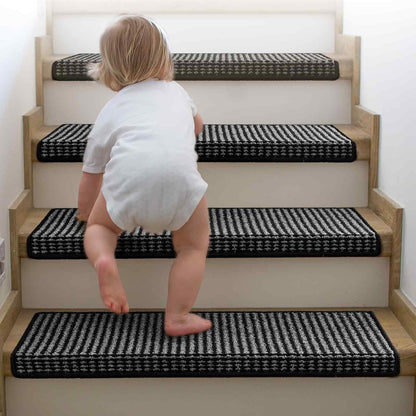 Brakki Bullnose Carpet Stair Treads, Non Slip Stair Treads for Wooden Steps Indoor, Stair Runner, Soft Stair Rugs, Edging Stair Protectors, Washable, 29.5"x9.5"x1.5" 14pcs, Beige