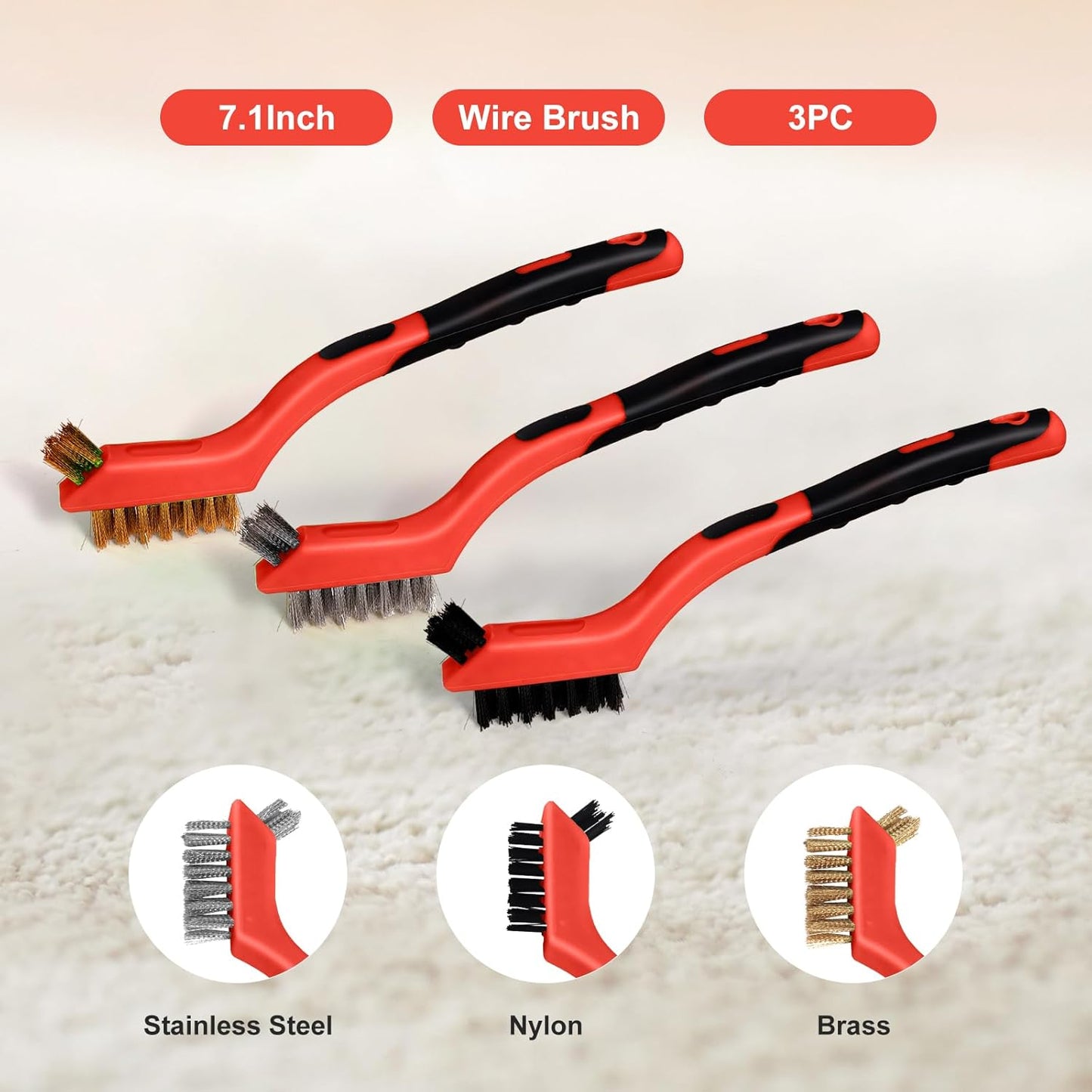 MAXMAN Small Cleaning Brush, Nylon Cleaning Brush 3-Pack, Hard Bristle Crevice Cleaning Brush, 7" Deep Clean Detailing Tools, Small Cleaning Brushes for Tight Spaces, Soft Nylon Bristles Brush, Pink