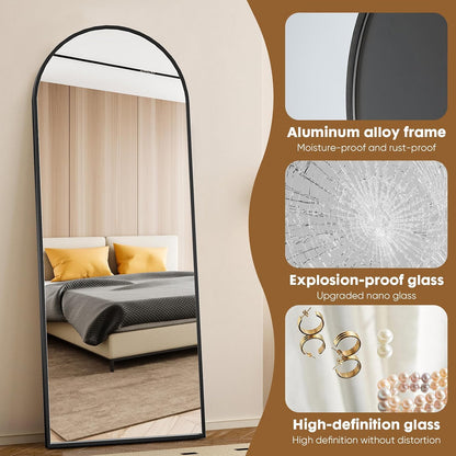 Mirror Full Length, 71 x 26 Inches Floor Mirror with Stand, XX-Large Arch Gold Mirrors for Bedroom, Dressing Room, Home Decor, Gold