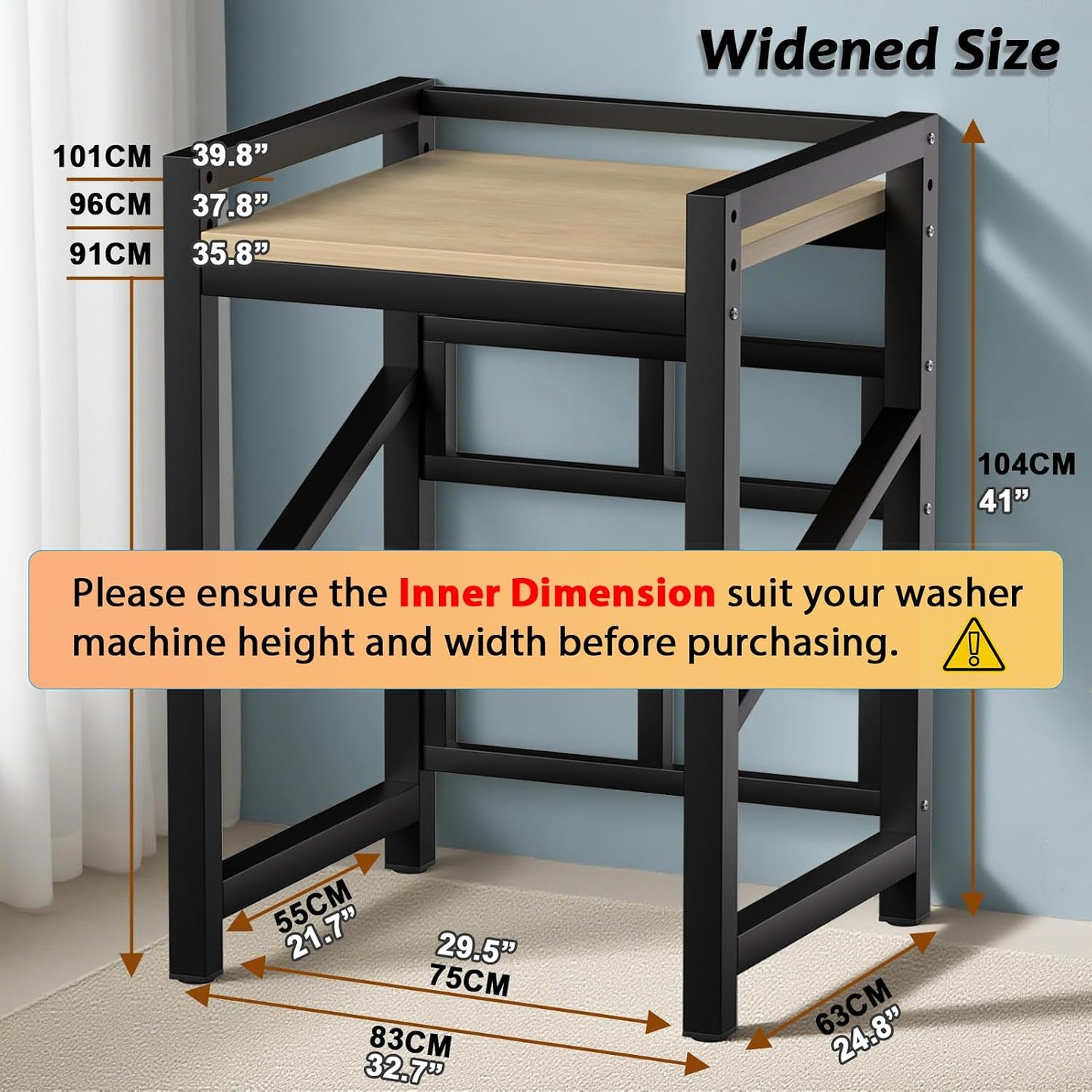 Over The Washer and Dryer Storage Shelf, Widen & 3 Height Adjustable Stacking Rack, Space Saver Washer Dryer Stacking Kit, Thicker Metal Washer Shelf for within 29.5" width (Black, 29.5 Inch)