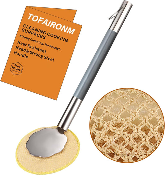 Oven Racks Clean Brush, Cast Iron Wok Skillet Scrubber Brush Non-Scratch, Long Handle, Heat-Resistant Kitchen Cleaning Brush for Wok,Pan, Indoor Grates, Pans, Oven Racks, Cook Rack, Dish