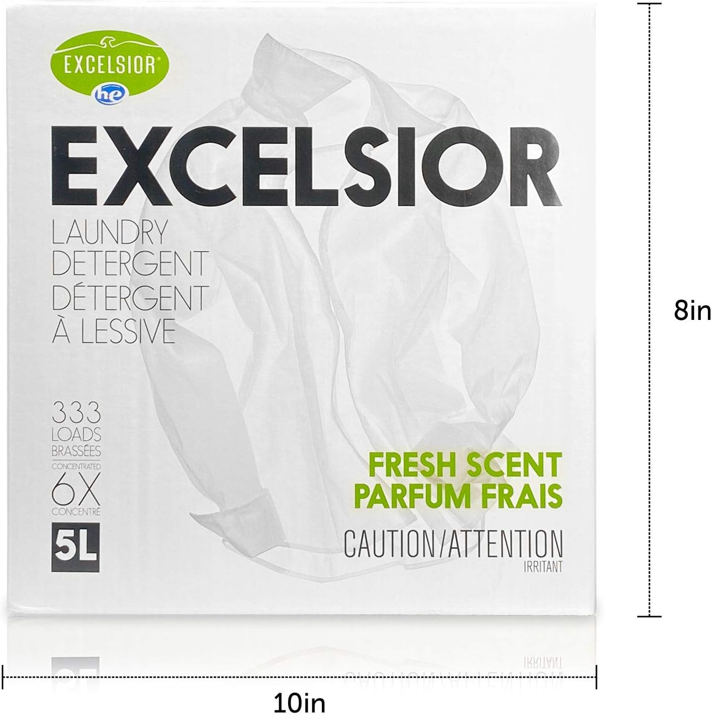 Excelsior HE Laundry Detergent Liquid Fresh Scent Concentrated 333 Loads 5 Liter With Natural Stain Remover, High Efficiency Washing Detergent Laundry Soap Bulk Works In All Washers Fresh Scent