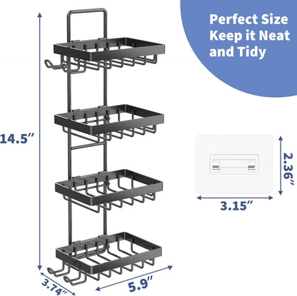 Moforoco Double Soap Bar Holder for Shower, No Drilling, 304 Stainless Steel, Wall Mounted Soap Holder with 4 Hooks and Razor Holder, Shower Rack Soap Tray Bar Soap for Bathroom Accessories Organizer