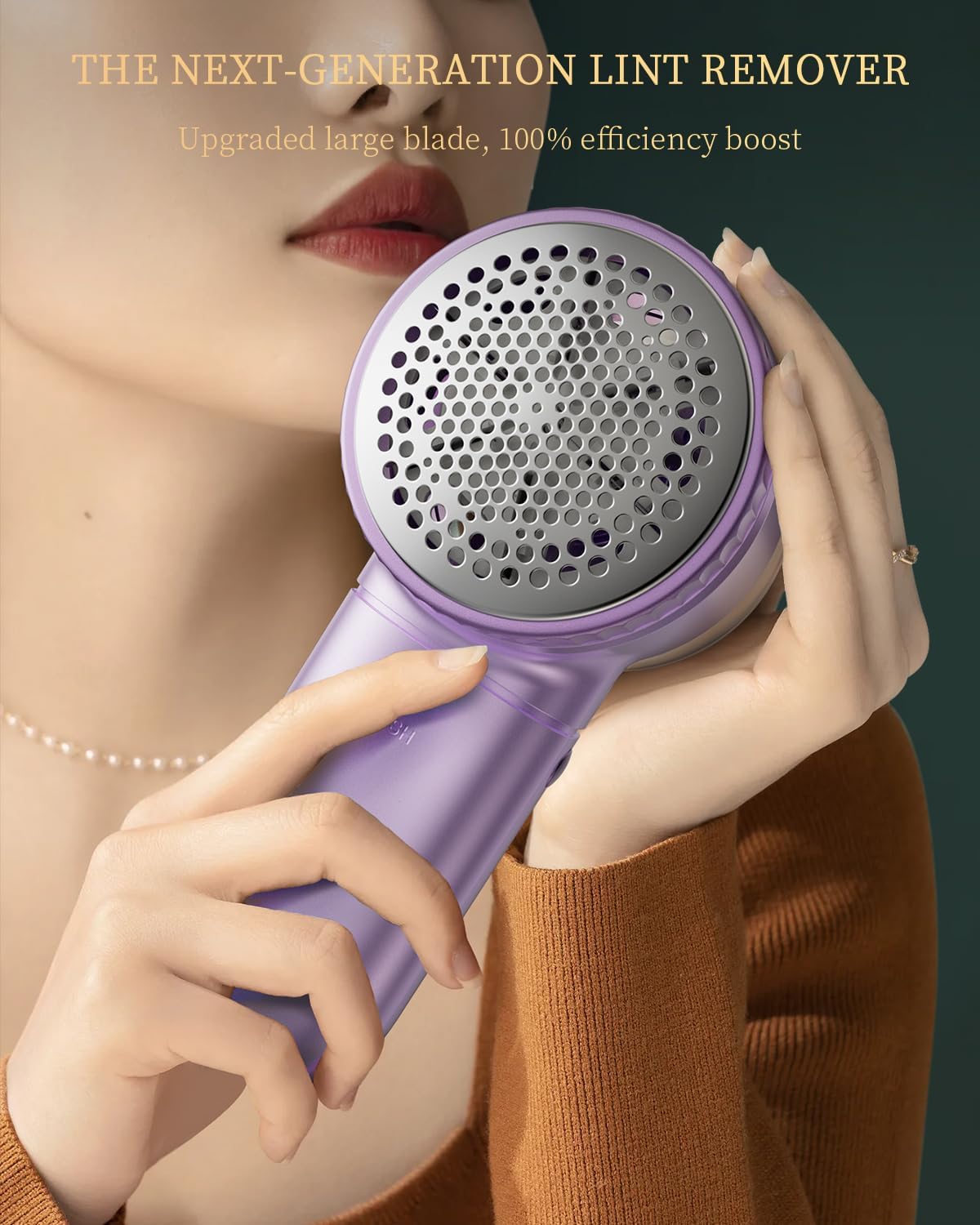 Fabric Shaver, 𝟮 𝗶𝗻 𝟭 Rechargeable Lint Remover with Brush, Large Sweater Shaver with Digital Display, 3 Speeds Lint Shaver, 6-Leaf Blades Lint Remover for Clothes, Sofa, Bedding, White