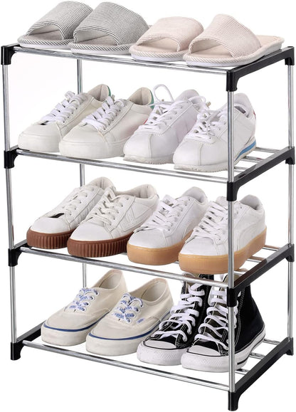 Jucaifu Stackable Small Shoe Rack, Entryway, Hallway and Closet Space Saving Storage and Organization (3-Tier, White)