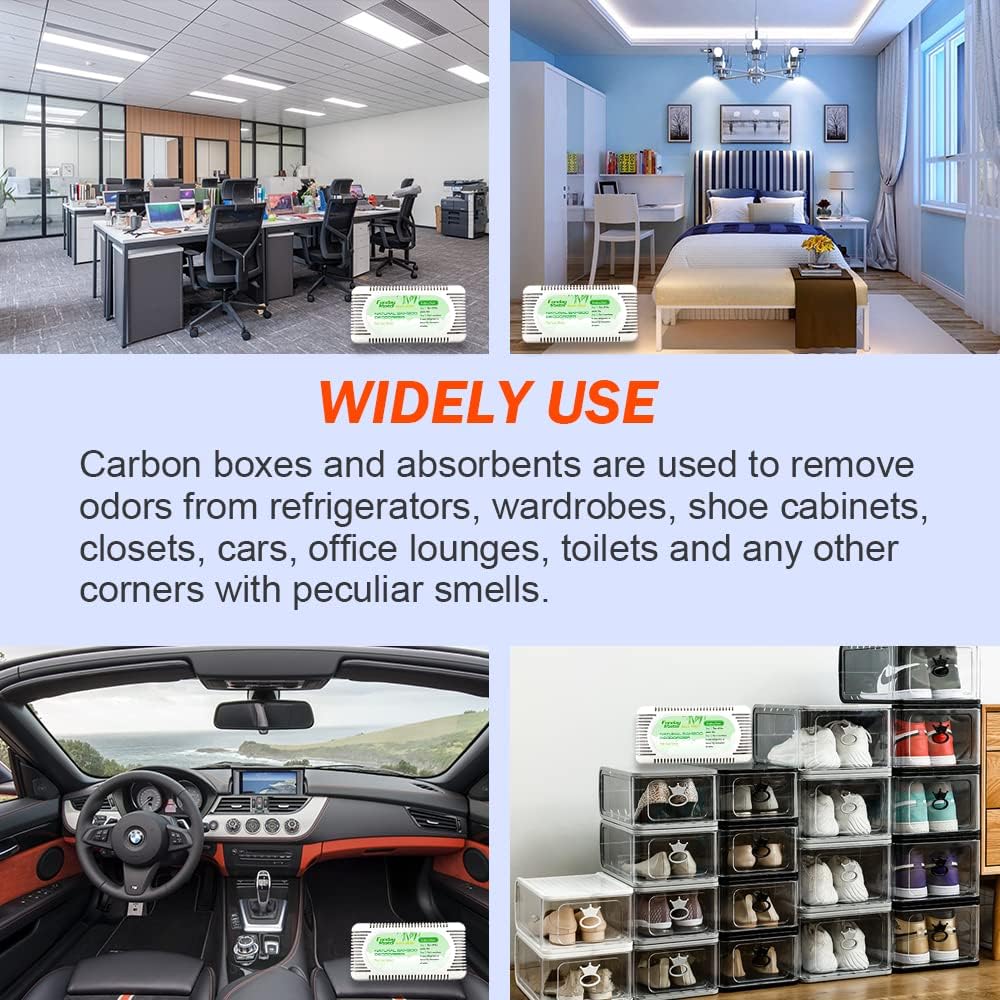 2Packs Fonday Refrigerator Deodorizer Odor Eliminator for Fridges Freezers Coolers Lunch Boxes Bamboo Charcoal More Effective Than Baking Soda
