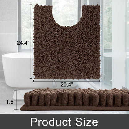Yimobra Bathroom Rugs Non Slip Washable - Ultra Soft Absorbent Chenille Bath Mat, Quick Dry Shaggy Floor Carpet for Tub Shower, Gray Home Decor Accessories, 24x17 Inch