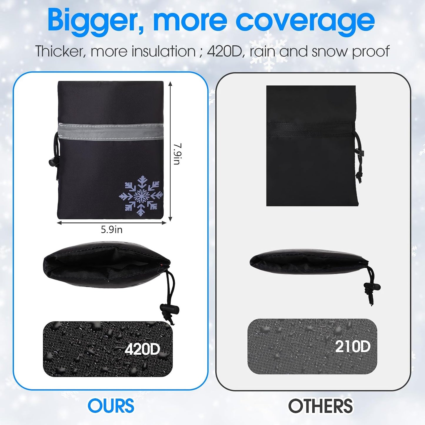 6 Pack Winter Faucet Cover 420D Thickened Faucet Protector Reusable Waterproof Spigot Covers Winter Insulated Water Faucet CoverSock for Winter Outdoor Freeze Protection 6.3 x 8.3 Inch