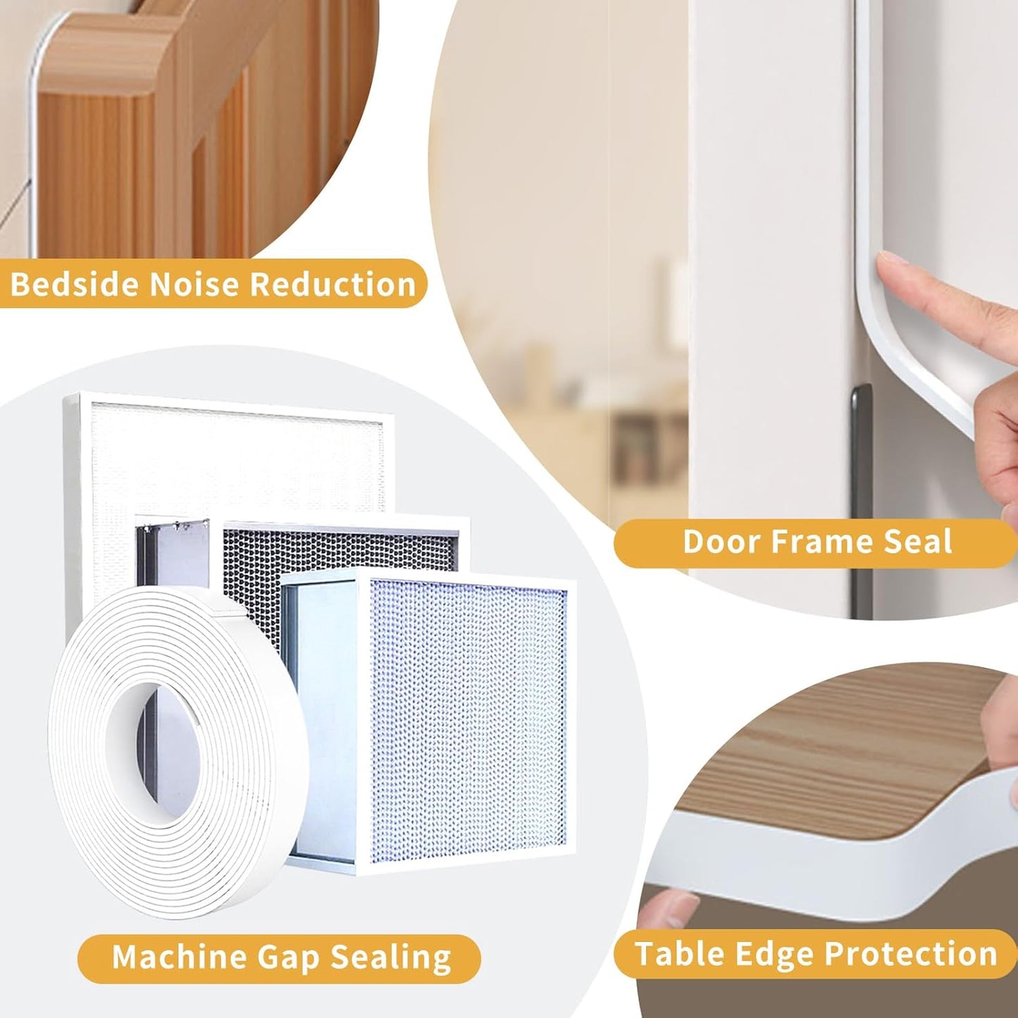 Foam Weather Stripping Door Seal,1 Inch W x 1/17 Inch T x 33 Feet White Window Sealing Tape，Single-Sided Self-Adhesive Insulation Sealing Strip