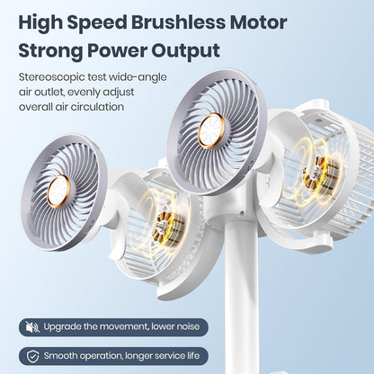 Clip on Fan Dual Head Rechargeable,Portable Desk Fan with LED Lights,Wall Mounted Ultra Silent 360° Rotatable Removable for Car, Table,Bedroom,Office,Camping,Stroller,Treadmill,Travel Outdoor