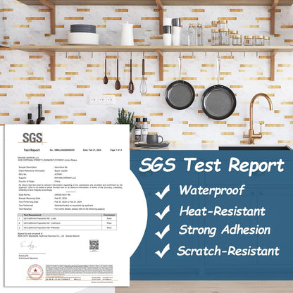 Yipscazo 2026 New Upgrade 11.34" X 11.57" Peel and Stick Backsplash, Stick on Backsplash Tiles for Kitchen, Bathroom, Fireplace (10 Sheets, Beige Rocks + Rose Gold)