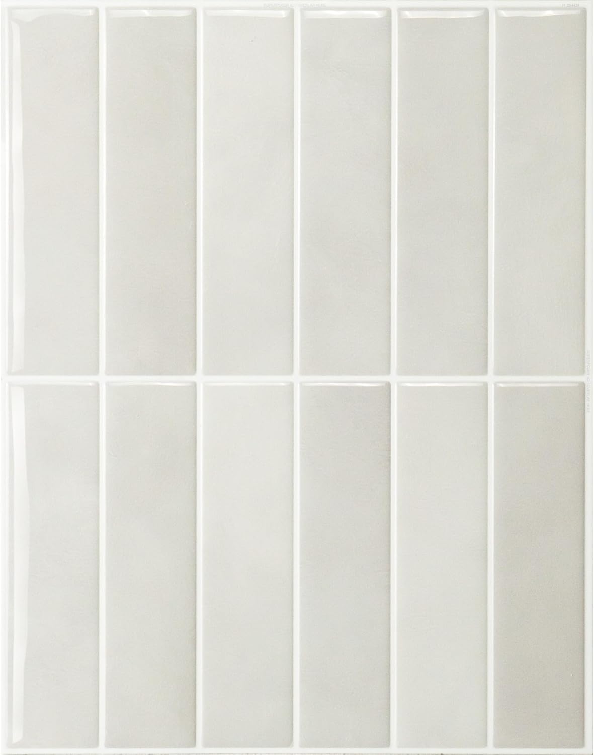 Smart Tiles Peel and Stick backsplash, Stacked White & Grey, 11.43"x9" | Pack of 5 (3.5 sq ft), Glossy, Heat/Moisture Resistant, Low VOC, Kitchen/Bathroom, Renter Friendly, Made in Canada