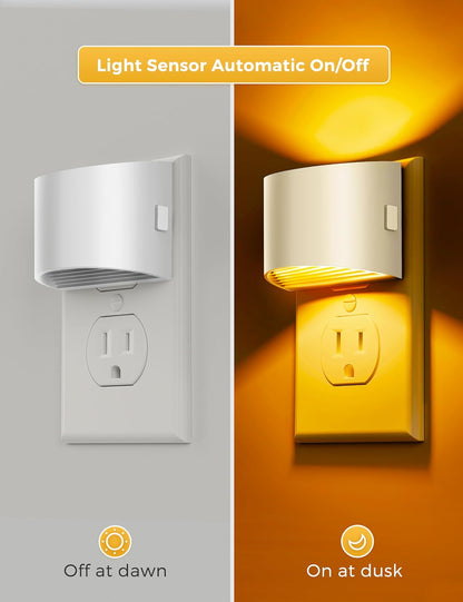 L LOHAS LED Night Lights Plug into Wall 2 Pack, Dusk to Dawn Sensor Nightlight, Brightness Adjustable, 3000K Soft White