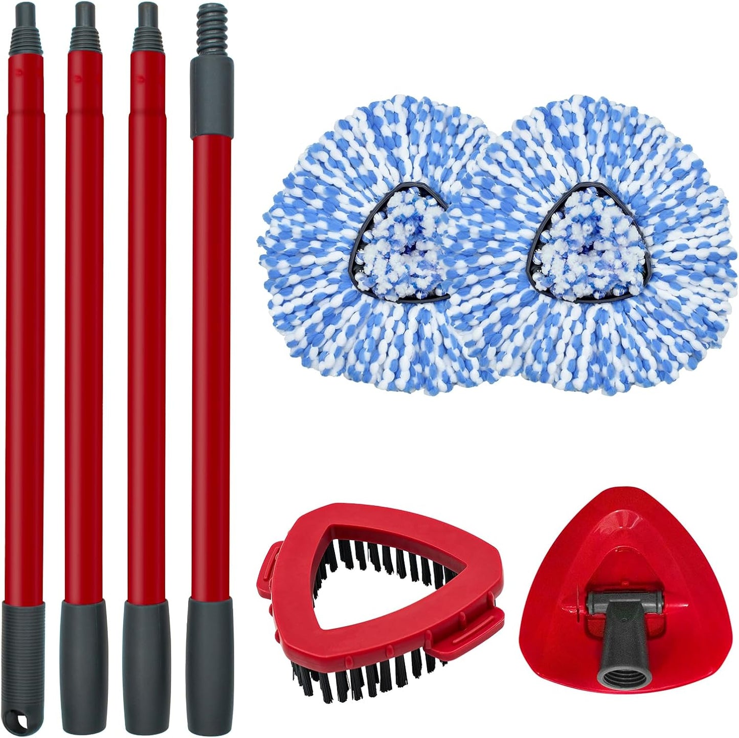Mop Head Replacement, Base, Mop Handle for Ocedar RinseClean 2-Tank System, 2 Microfiber Mop Refills, Extendable Length 30-59" Mop Handle, Base and Scrubber for All Hard-surfaced Floor