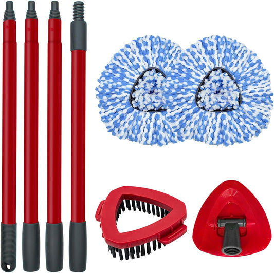 Mop Head Replacement, Base, Mop Handle for Ocedar RinseClean 2-Tank System, 2 Microfiber Mop Refills, Extendable Length 30-59" Mop Handle, Base and Scrubber for All Hard-surfaced Floor