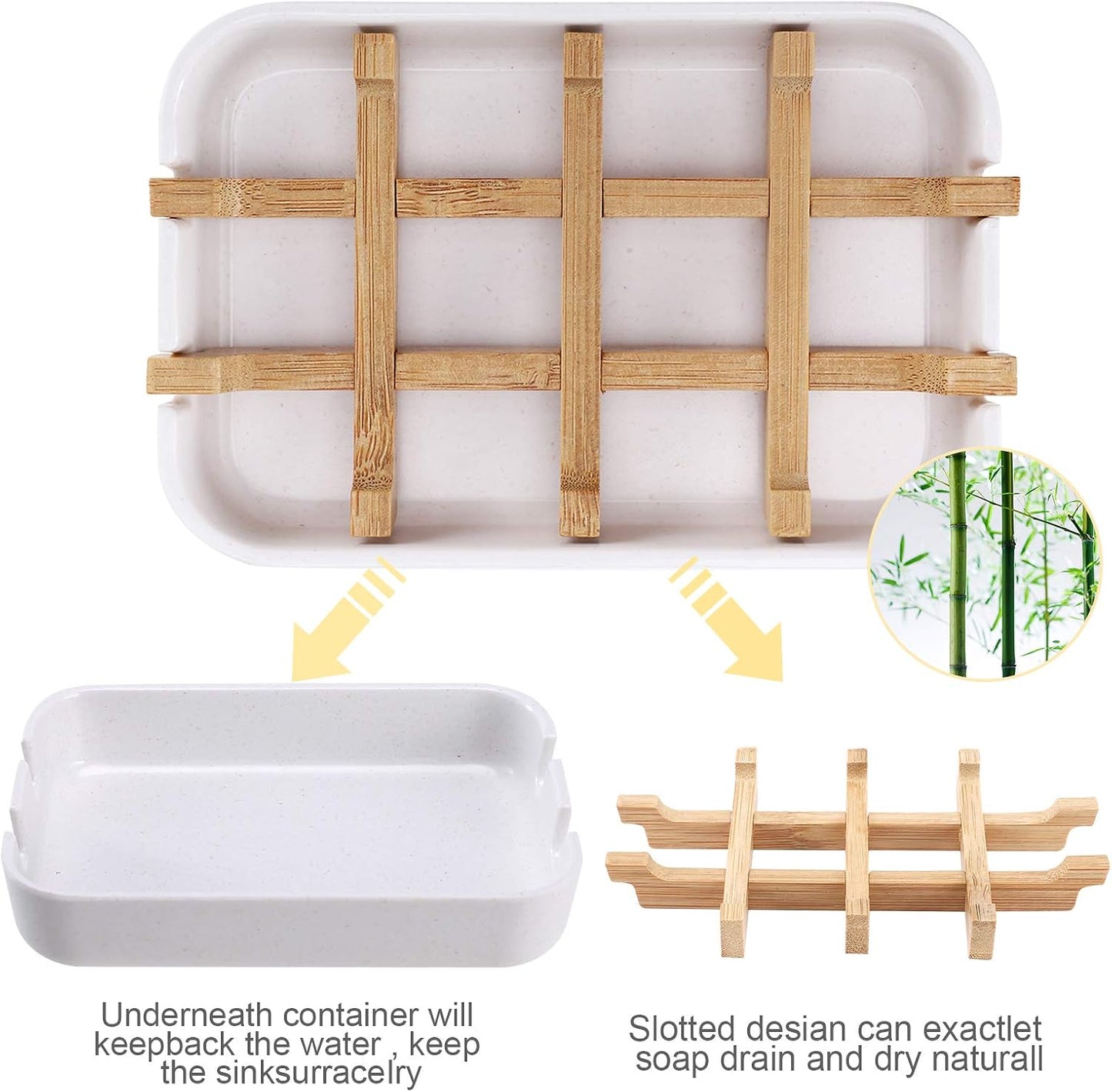 Bamboo Wooden Soap Dishes for Shower with Drainage for Bathroom Bar Soap Holder Soap Holder Sink Deck Bathtub Shower Tray (One Pieces Black)