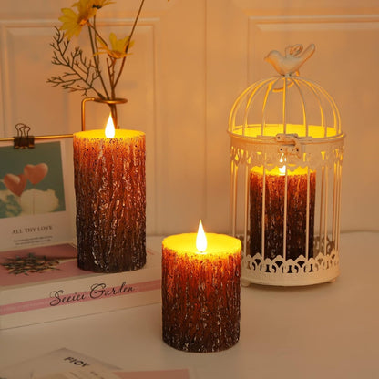 AKU TONPA Flameless Candles Battery Operated Pillar Real Wax Flickering Electric LED Candle Gift Sets with Remote Control Cycling 24 Hours Timer, Pack of 6 (3" D x 4" H, Ivory)