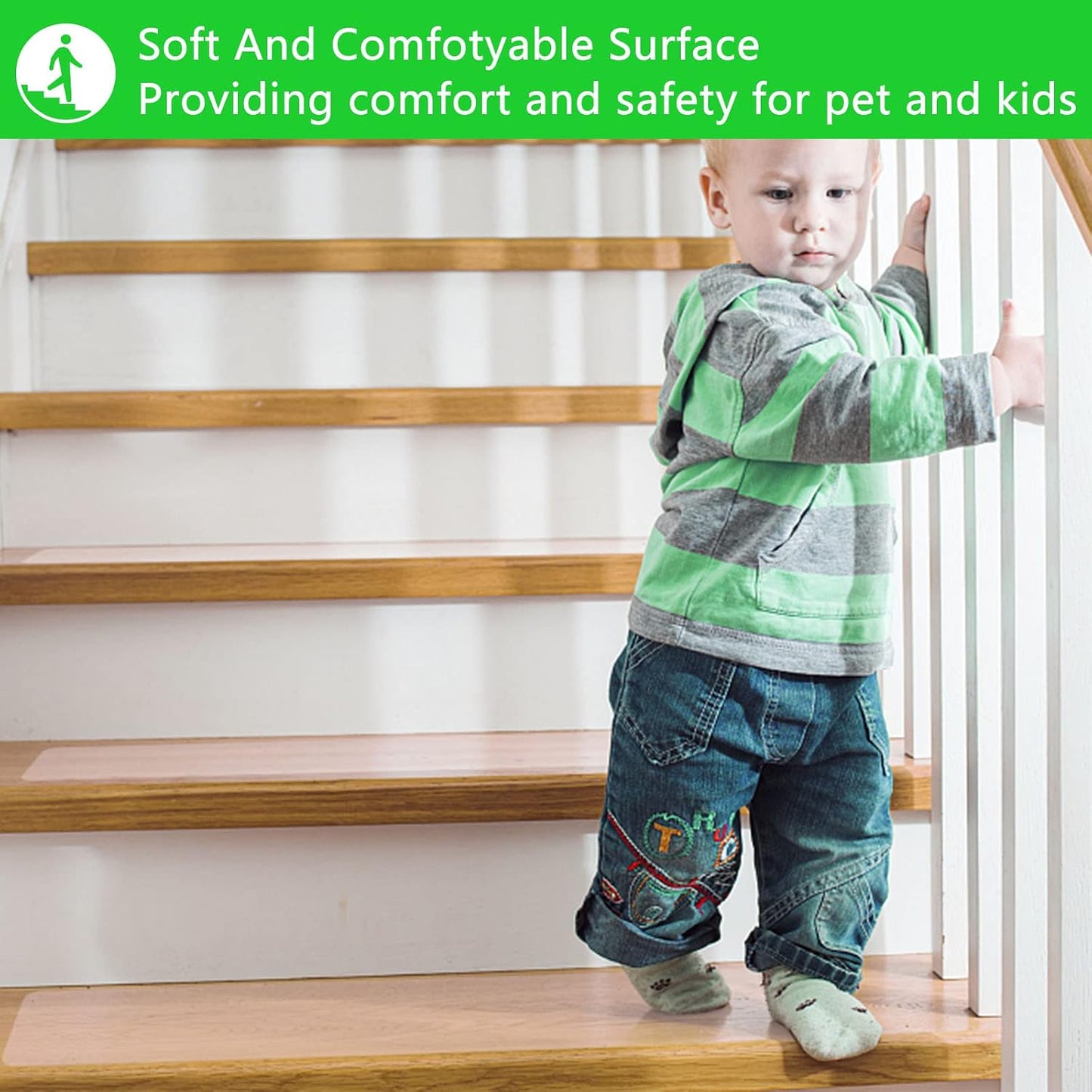 COSIMIXO 4" x 33Ft Clear Anti Slip Tape Waterprooft, Non-Slip Stair Treads Tape Traction, Boats, Stairs, Transparent, Soft, Comfortable for Bare feet